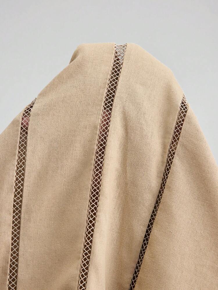 Khaki Shoulder Strap Side Slit Ruffle Patchwork Dress, Elegant Vacation Dress, Suitable For Wedding Guest, Minimalist Romantic French Luxury Feel, Urban Chic Business Casual, Summer Dress For Ladies, Holiday Outfit, Commute Wear, Office Attire, Country Music Festival Dress,Summer Dresses For Women