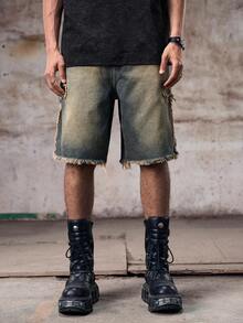 Skyrend Men's Loose Casual Bermuda Distressed Denim Shorts With Pockets Ripped Denim Shorts Men Ripped Denim Shortsemo - Light Wash - View 4