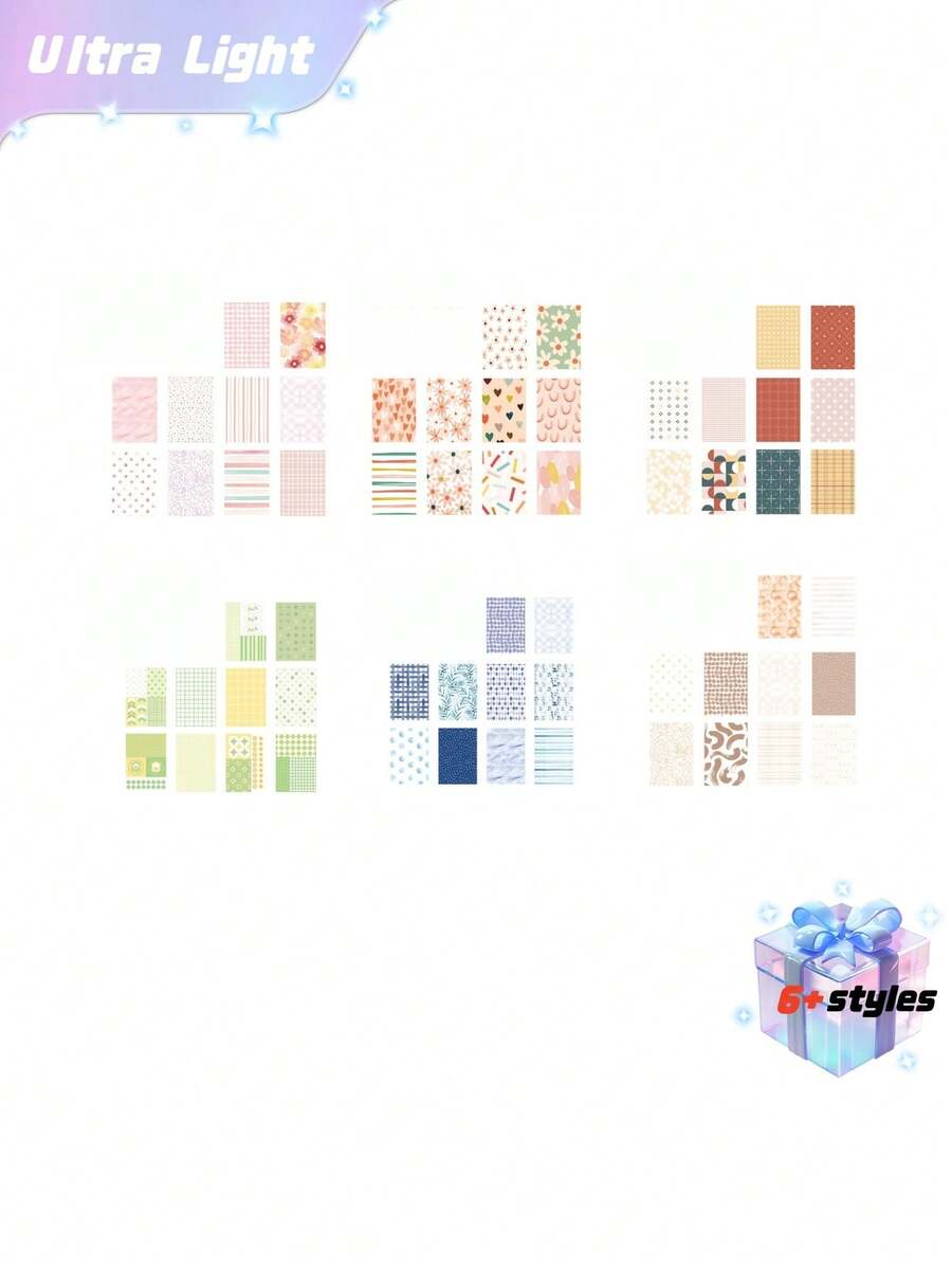 50Sheets/100Sheets/150Sheets/200Sheets Vintage Scrapbook Paper Kit -Material Paper, Complete Scrapbooking Supplies Back To School - Multicolor - View 1