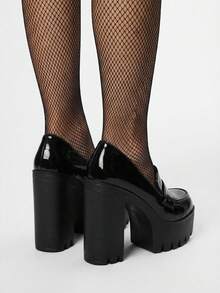 ROMWE Goth 时尚百搭女士高跟鞋，适合日常休闲穿着 - 黑色 - 查看 2