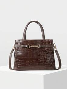 MOTF PREMIUM FASHION ALLIGATOR PATTERN HANDBAG - Coffee crocodile pattern - View 6