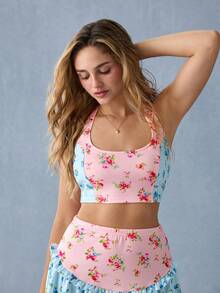 WESTFADE 多色花卉印花露背短款上衣 - 彩色 - 查看 3