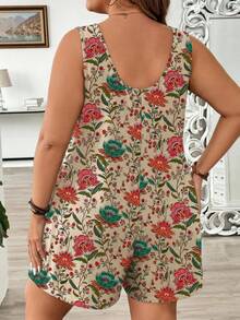 EMERY ROSE 夏季度假休闲简约浪漫印花大码女式连体裤 - 彩色 - 查看 2