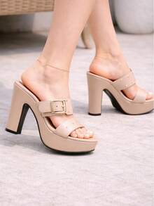 Sandalias de tacon grueso con herrajes ajustables - Maquillaje - Ver 3