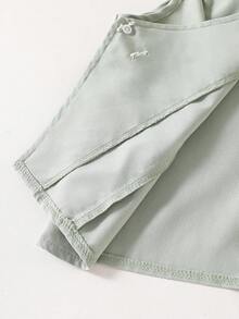 SHEIN 女童休闲牛仔背心裤套装，基础款V领无袖上衣搭配宽松直筒牛仔裤，适合春、夏、秋季海滩、度假、休闲聚会和节日穿着。 - 綠色 - 查看 8