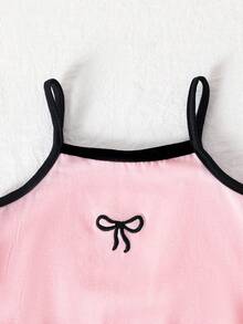 SHEIN Bộ áo liền quần và quần short dệt kim dễ thương 3 món cho bé gái, thích hợp cho mùa hè. - Nhiều màu - Xem 4