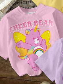 SHEIN X Care Bears 女童夏季休闲小熊印花T恤 - 彩色 - 查看 5