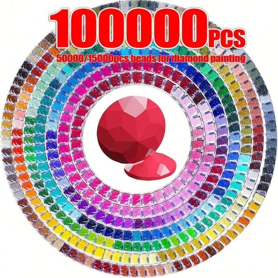 钻石画水钻套装 - 15,000/50,000/100,000 颗闪亮水钻,30/100/200 种颜色可选,适合 DIY 手工艺品和艺术项目。钻石画套装,钻石艺术套装 - 彩色 - 查看 1