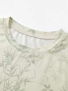 Resyla 2026 女士夏季短袖圆领T恤 - 修身版型，传统中式扎染水墨数码印花，侧边荷叶边设计 - 柔软弹力面料，休闲日常穿着 - 彩色 - 查看 5