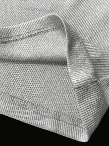 Glimmora 女士蝴蝶结刺绣罗纹休闲吊带背心 - 淺灰色 - 查看 4