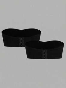 SHEIN 2件套少女简约舒适加厚柔软亲肤吊带文胸套装 - 彩色 - 查看 2