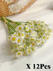 6-24PCS High End Luxury Ins Style Chamomile Daisy Artificial Flower Bouquet Home Photography Decoration For Dining Table Living Room Valentine Day Gift Birthday Graduation Fall Decor Autumn Wedding Party Centerpiece Vase Filler - Random Color Chamomile - View 8