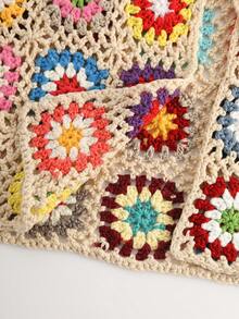 Selianne 女士休闲可爱假日彩色多巴胺手工钩针编织开衫，适合夏季度假派对俱乐部约会音乐节乡村音乐会 - 彩色 - 查看 6