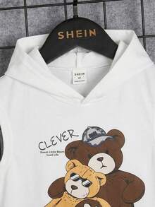 SHEIN 2件套男童卡通熊印花背心和短裤，休闲舒适 - 彩色 - 查看 5