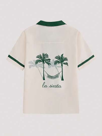 Open Phase Bộ 2 áo sơ mi nam kiểu vải lanh in họa tiết, áo cổ cổ điển, áo sơ mi bowling bằng satin tương phản, áo sơ mi mùa hè cao cấp, thanh lịch, sang trọng, phong cách Mỹ cổ điển, unisex, dáng rộng thoải mái – Thích hợp cho mặc hàng ngày và trang phục nghỉ hè.