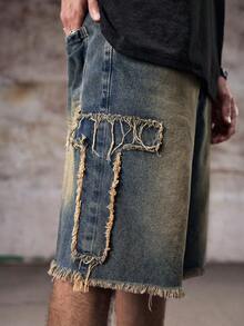 Skyrend Men's Loose Casual Bermuda Distressed Denim Shorts With Pockets Ripped Denim Shorts Men Ripped Denim Shortsemo - Light Wash - View 7