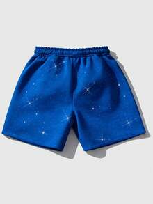 ROMWE MEN Quần short thời trang thường ngày phong cách Y2K mới nhất mùa Xuân/Hè 2026, quần đôi unisex. - Màu xanh lam - Xem 2