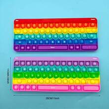 1Pc Rainbow Keyboard Pop-Up Fidget Toy, Push Bubble Sensory Stress Relief Toy, Educational Math Learning Game For Kids, Ideal Basket Stuffer For Birthday Christmas Easter Holiday Gifts, Perfect For Classroom Rewards & Party Favors - Multicolor - View 3