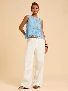 Travachic Women's Casual Versatile Round Neck Top For Daily Wear,Summer Top - Baby Blue - View 6