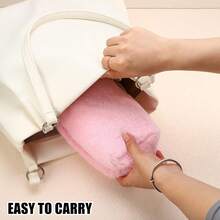 Small Plush Makeup Bag, Soft Beauty Cosmetic Bag Cute Travel Zipper Toiletry Bag Multifunctional Organizer Pouch For Women, Pink - Multicolor - View 3