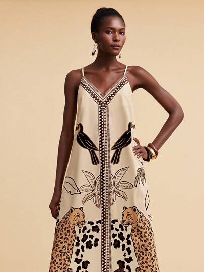 Travachic 春夏度假风女式梭织印花连衣裙