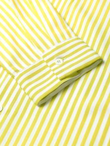Manfinity Homme Men's Simple Blue And White Striped Woven Shirt - Yellow - View 4