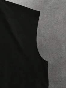 EASEVO Plus Size Men's Vintage Fashion Street Style Rhinestone Embellished Tank Top, Suitable For Commuting - Black - View 8