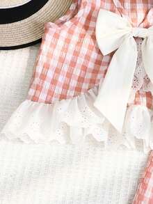 Emery Rose Kids Emery Rose Kids 2件套少女格子圆领休闲背心和裤子套装 - 粉色 - 查看 9