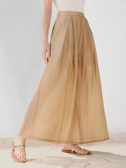 Aveloria Modichic High-Quality Linen-Like Textured, Breathable And Lightweight Fabric. Light Khaki Color, Natural And Minimalist Style. High-Waisted Design With Pleated Elements, Flowing And Drapey. Loose And Straight-Leg Silhouette, Lightweight Material. Suitable For Spring/Summer Casual, Commute, Weekend Dates, Outdoor Picnics, City Strolls, Art Exhibitions, And Vacation. European And American Retro-Inspired Fashion, Loose And Long A-Line Pants.