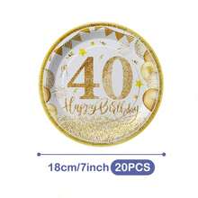 Gold Balloons 40th Anniversary Disposable Plates, Napkins And Cups Set, Serves 20 Guests. This Disposable Party Set (Including Plates, Napkins And Cups) Is Perfect For Birthday Parties, Weddings And Family Picnics. - View 9