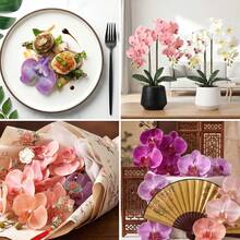 仿真兰花布艺花头，人造兰花花头，适用于DIY工艺品、家居、婚礼、派对、摄影道具装饰 - 彩色 - 查看 4