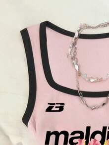 Glimmora Women's Letter Print Contrast Trim Camisole - Multicolor - View 4