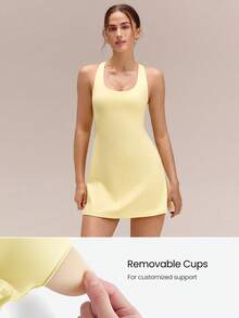GLOWMODE FeatherFit™-Air Peekaboo Everyday Built-In Shorts Pocket Anti-Slip Dress Yoga Studio Spring Summer Quick Dry Moisture Wicking - French Vanilla - View 5