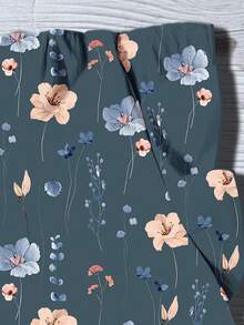 EMERY ROSE Kemeja Kasual Minimalis Motif Bunga Pink & Biru Ukuran Besar, Cocok untuk Musim Panas dan Gugur - MultiWarna - View 5
