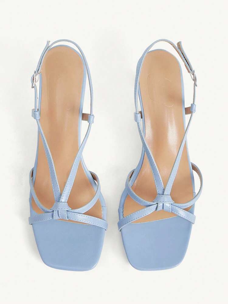 CUCCOO CHICEST Brown Strap Stiletto Square Toe Cross Strap Strap Banquet Ladies High Heel Sandals Wedding Shoes Spring Shoes Bride Shoes