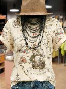 EMERY ROSE Women's Summer Western Sailing Print Short Sleeve T-Shirt - Multicolor - View 3