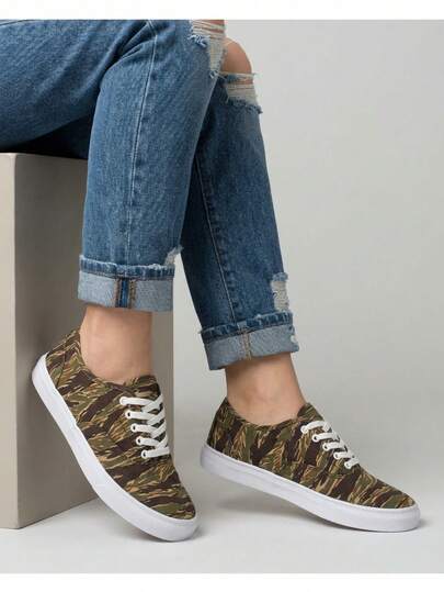 tenis hombre mujer casuales de lona planos unisex baratos moda 22mx 29mx confort al caminar básicos con agujetas zapatillas urbano deportivo camuflaje con suela negra y blanca