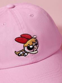 THE POWERPUFF GIRLS X SHEIN 升级版可爱卡通花朵粉色防晒棒球帽，适合儿童、女孩，透气、柔软、舒适，适合旅行和户外活动 - 粉色 - 查看 3