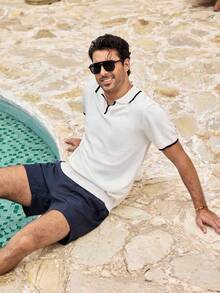 Mercer Haus MADHERO 男士泳裤，带压缩内衬，二合一速干泳衣 - 藏蓝色 - 查看 8