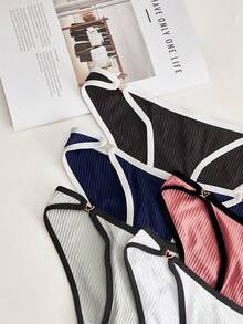 5pack Contrast Binding Ribbed Knit Panty - Multicolor - View 3