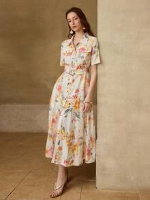 MOTF PREMIUM WOMEN'S LINEN PRINTED DRESS, SPRING/SUMMER - Multicolor - View 4