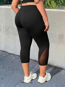 Quần lót kích thước lớn Tương phản Mesh màu trơn Thể thao - màu đen - Xem 2