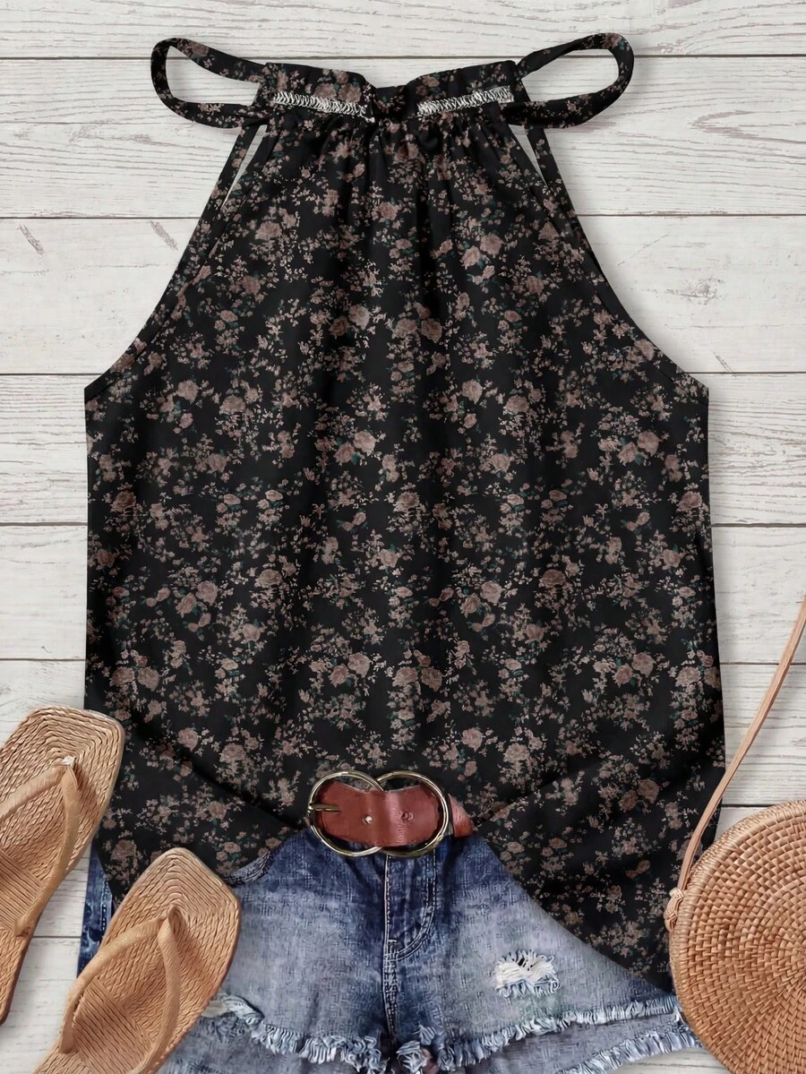 Rusticease 女士碎花吊带背心，适合春夏穿着 - 彩色 - 查看 1