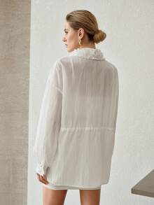 MOTF PREMIUM FRILL DETAIL SHEER BLOUSE - White - View 3