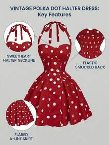 SHEIN MOD 女士波点抹胸长裙，简约时尚，适合夏季穿着。 - 紅色 - 查看 3