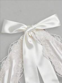 Sweetra Đầm ren satin cổ yếm khoét sâu cổ chữ V gợi cảm, đầm ngắn dáng chữ A hở lưng, đa năng cho du lịch và nghỉ dưỡng. - trắng - Xem 4