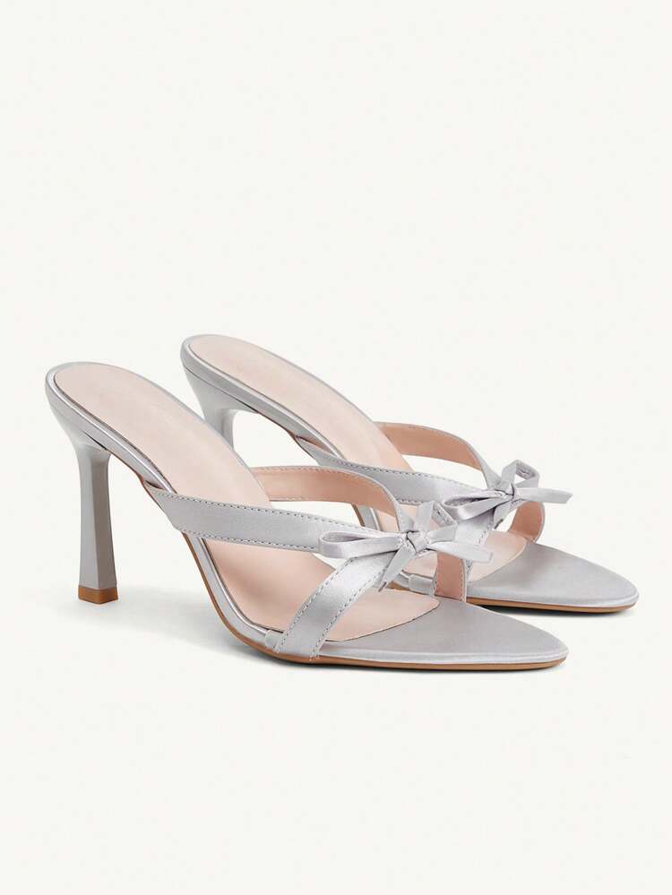 CUCCOO CHICEST Women Shoes Pointed Stiletto Silver Sexy Fashion Elegant Slip-On Multiple Strips Women's High Heel Sandals Slippers With Skirts Daily Versatile Banquet Party Women's Sandals