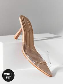 SHUZIA Giày sandal nữ dáng rộng, thoải mái, trong suốt, mũi nhọn, gót nhọn, thời trang. - Màu be - Xem 7