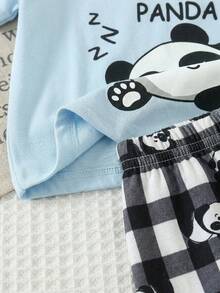 4pcs/Set Panda Striped Breathable Cool Soft Peaceful Sleeping Baby Boy Loose Casual Homewear 2 Pieces Suit, Suitable For Summer - Multicolor - View 5