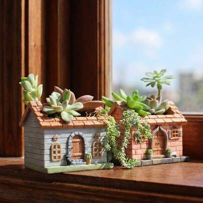 Joivida 1pc,Small Flower Pot, Resin Succulent Planting Pot, Micro Landscape Landscaping Pot, Outdoor Home Office Desktop Decoration (Excluding Succulent), Suitable For New Year, Valentine's Day, Ideal Gift For Family And Friends, Home Decoration, Birthday Gifts